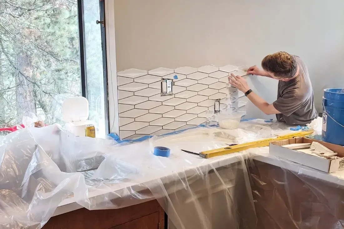 tile renovation in Burlington kitchen with modern surfaces and improved design details
